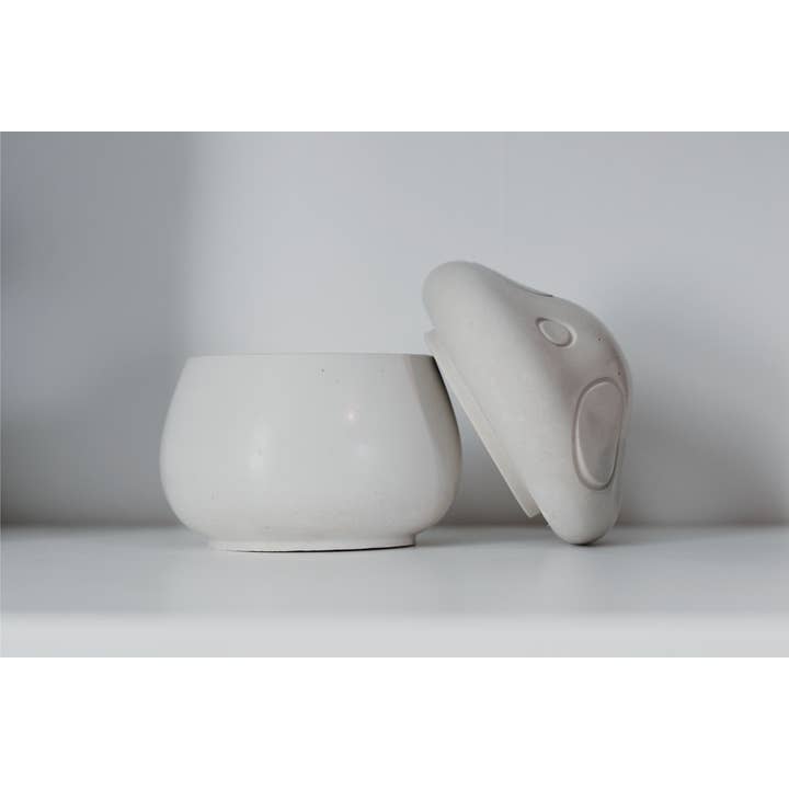 Mushroom Concrete Vessels - Empty (with lid) for wholesale by The Herban House LLC