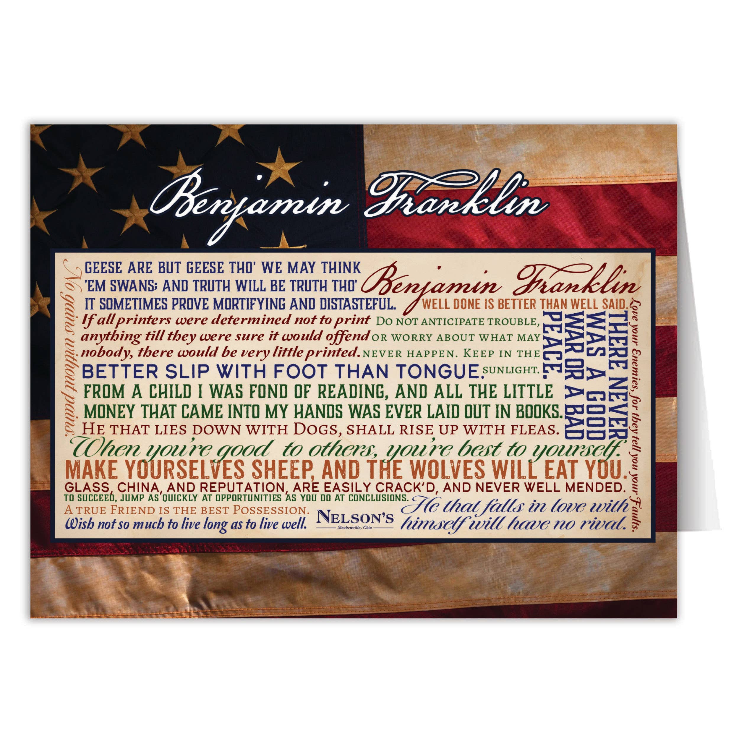 Nelson Gifts Wholesale - Vente Assortiments de papeterie/cartes - Carte de notes des citations de Benjamin Franklin0