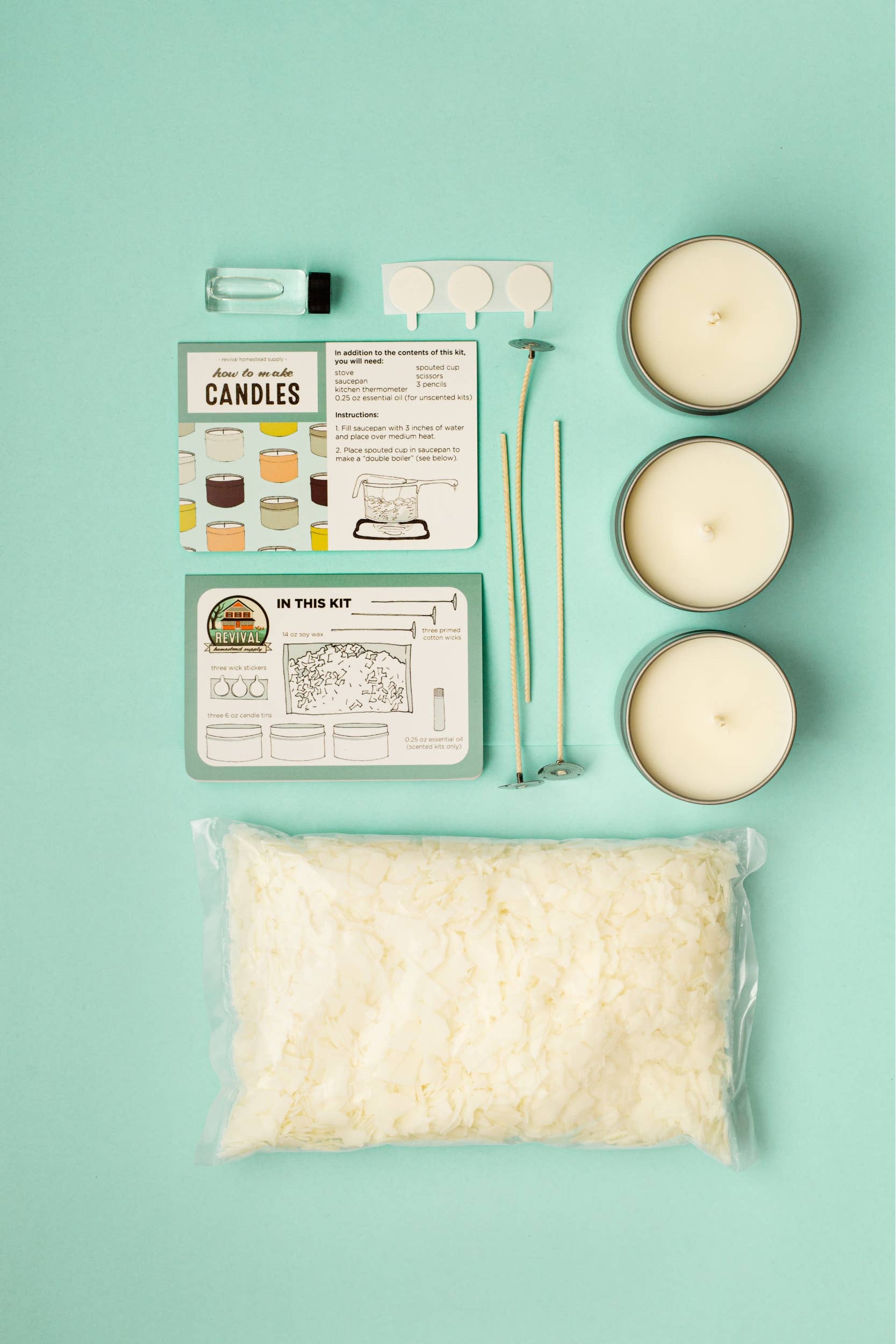 Revival Homestead Supply - Wholesale DIY Craft Kit - Soy Candle Kit, Unscented, Make Your Own, DIY2