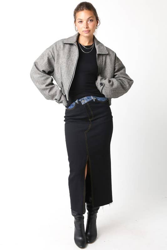 Black Herringbone Lucy Jacket for wholesale on Faire5