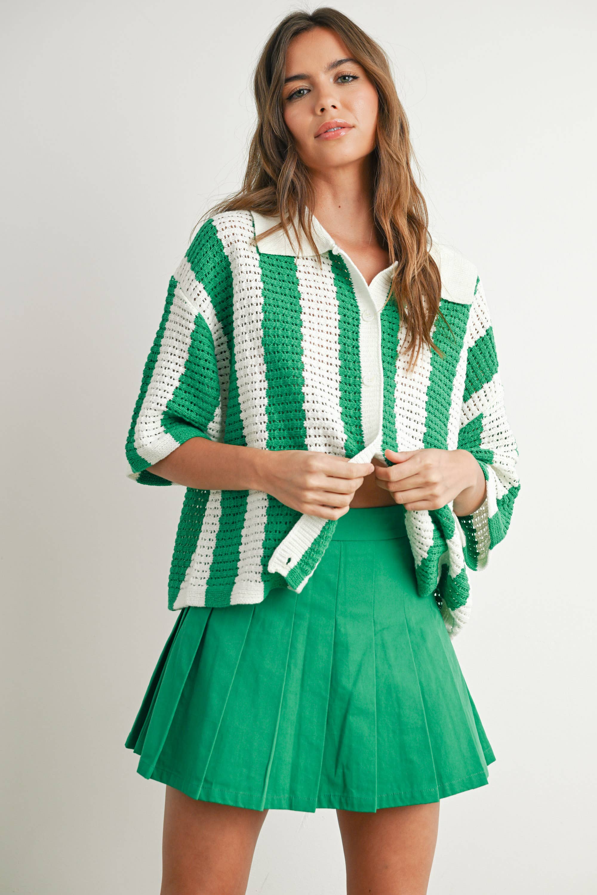 BUTTERMELON - Venta al por mayor Jersey de punto - Mujer - Jersey de Punto a Rayas con Botones - BMW774212