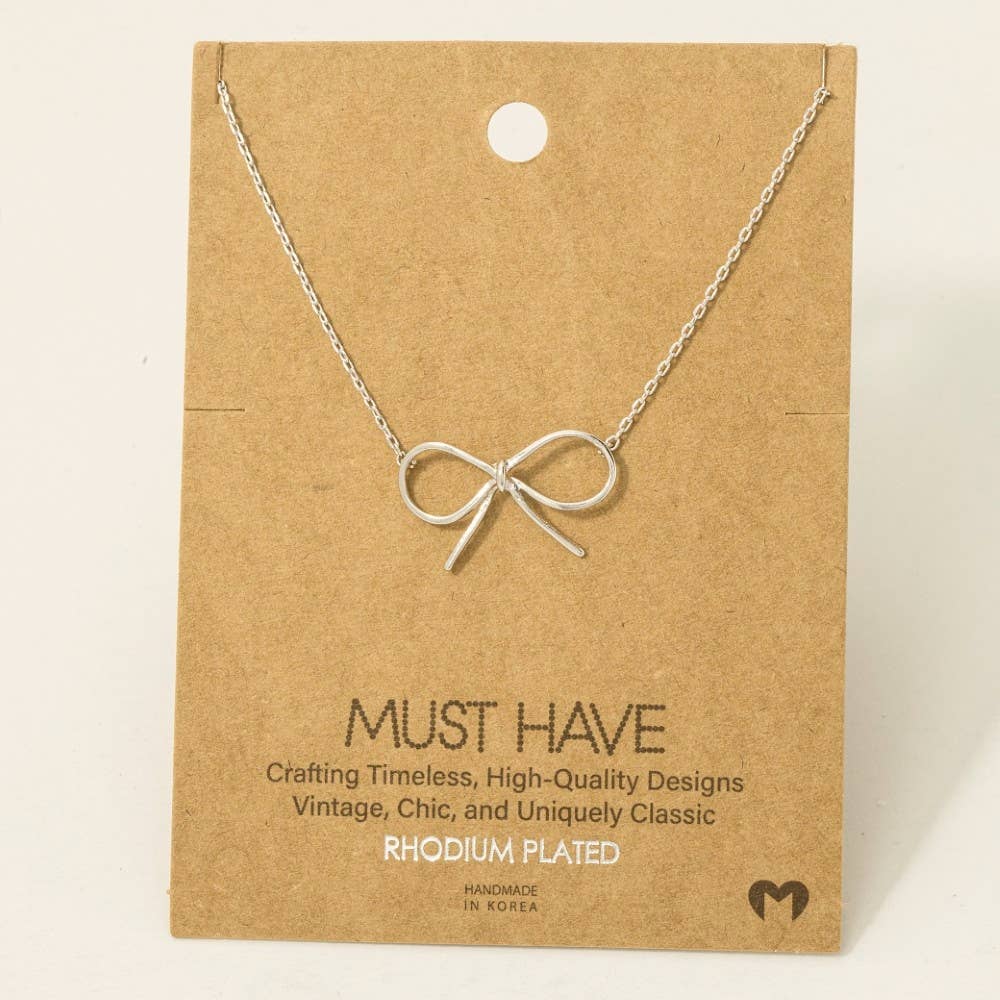 Fame Accessories - Wholesale Pendant/Charm Necklace - Gold Dipped Bow Tie Pendant Necklace4