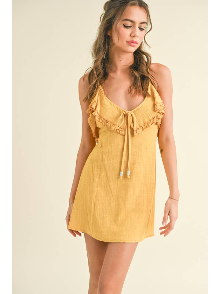 Klesis - Wholesale Dress - Women's - ID6451 RUFFLED DRESS WITH STRAPPY CRISS CROSS BACK