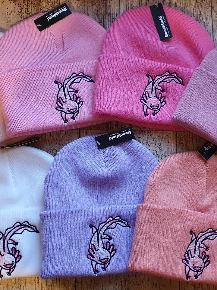 Chapéu de gorro bordado personalizado Axolotl bonito por atacado de Kaos Creations