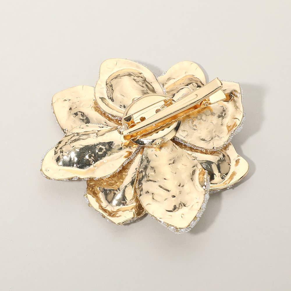 Sensibling Corp. – wholesale Brosch – Stenbelagd blommanål brosch / Alligatorsnapp hårklämma10