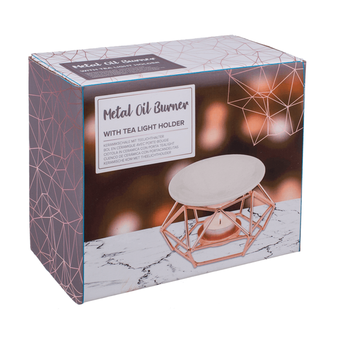 Out of the blue KG – wholesale Ljushållare – Keramisk skål på roséguld metallram,1