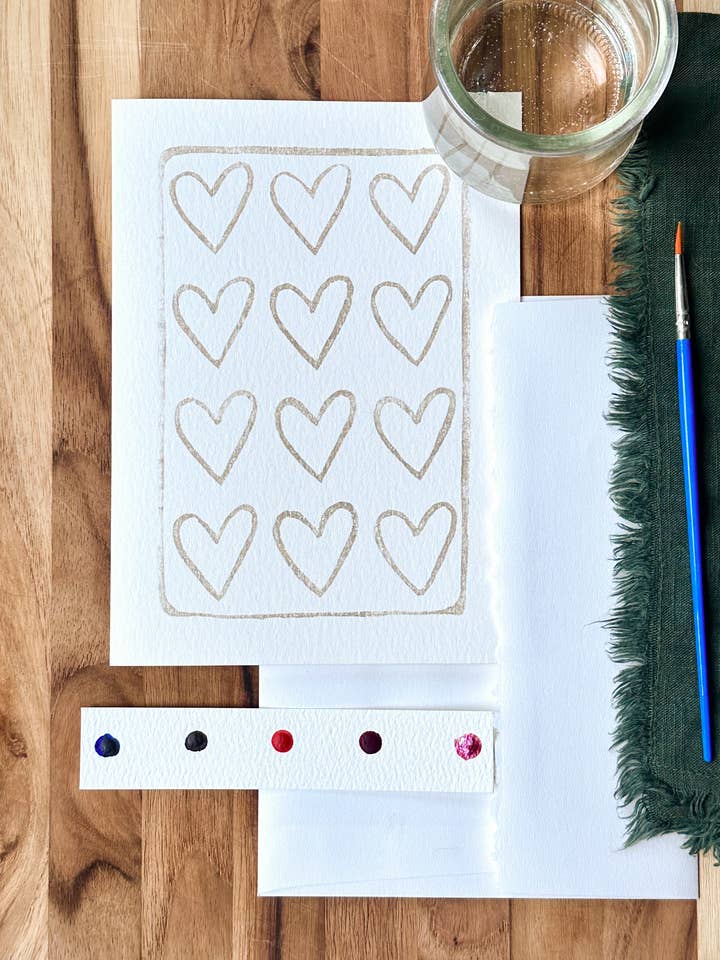 Kit de Arte DIY Aquarela Corações 5x7 por atacado de Ashes & Arbor