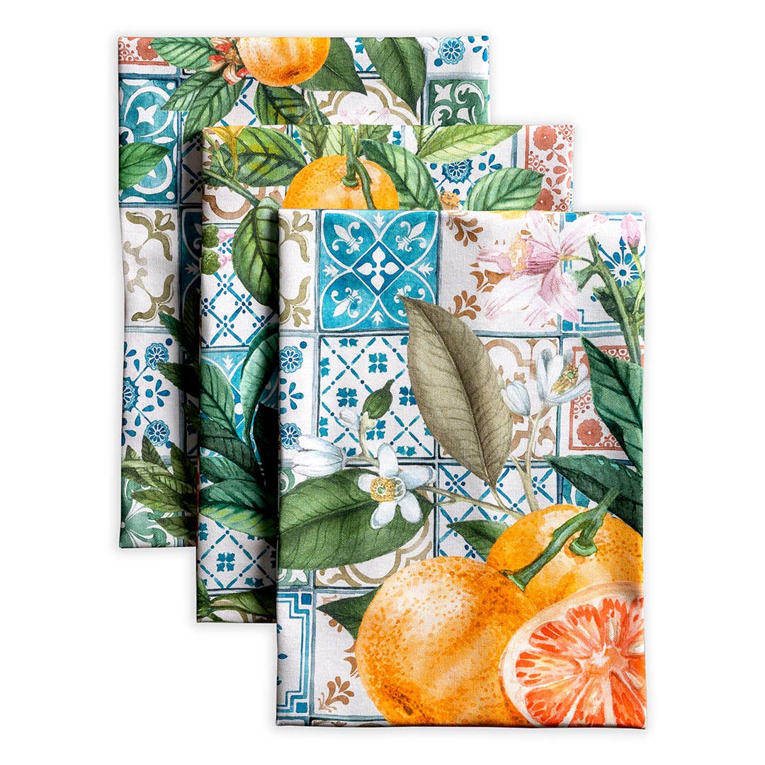 Maison d'Hermine - Design in Every Thread - Wholesale Tea Towel - Kitchen Towels 100% Cotton - Set of 3 - Agrume0