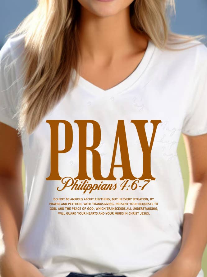 Pray Philippians 4 6 Unisex V Neck Tee for wholesale by Top Avenue