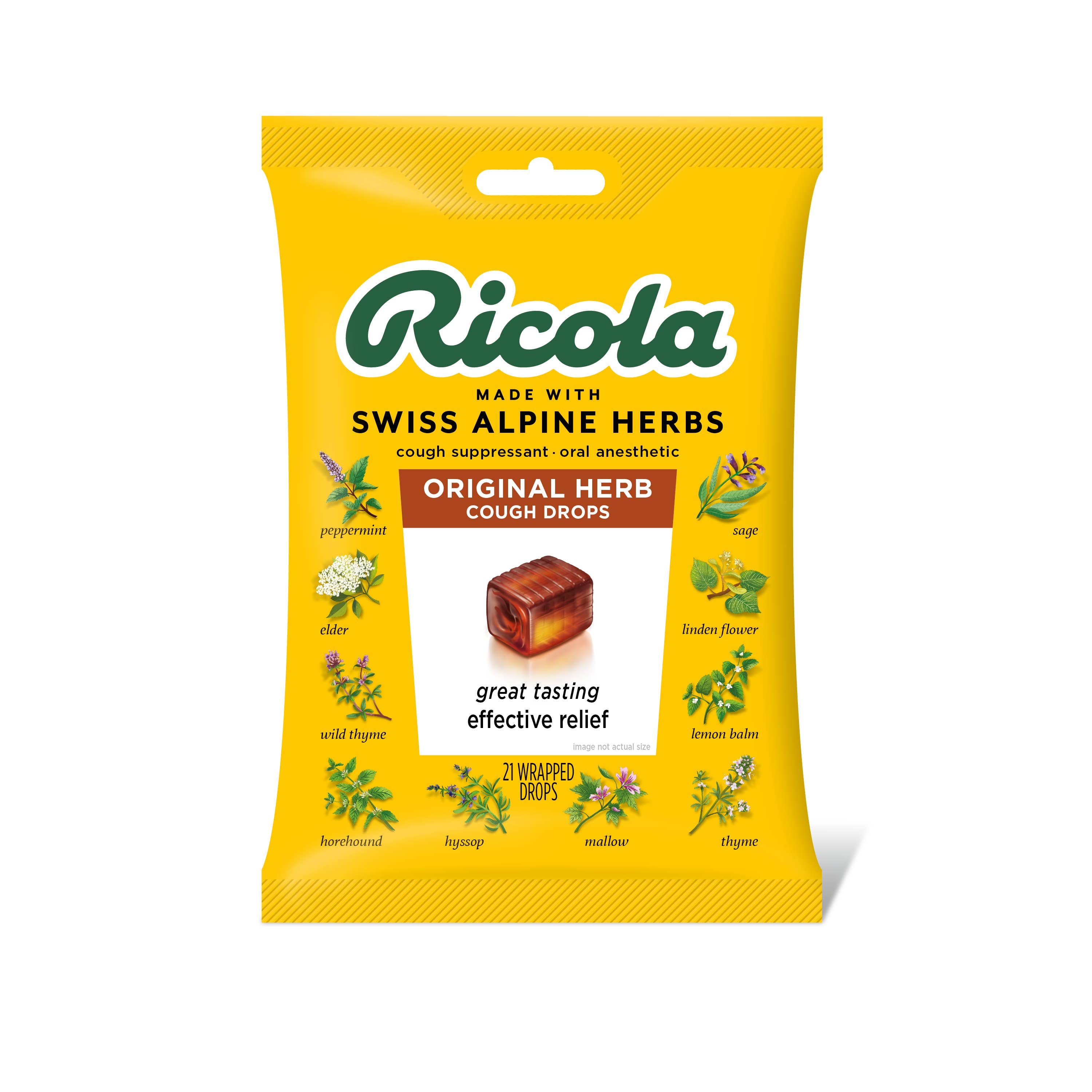 Shop The King - Wholesale Lozenges/Cough Drops - Ricola Orig Herb Peg Bag 21pc Single Bag