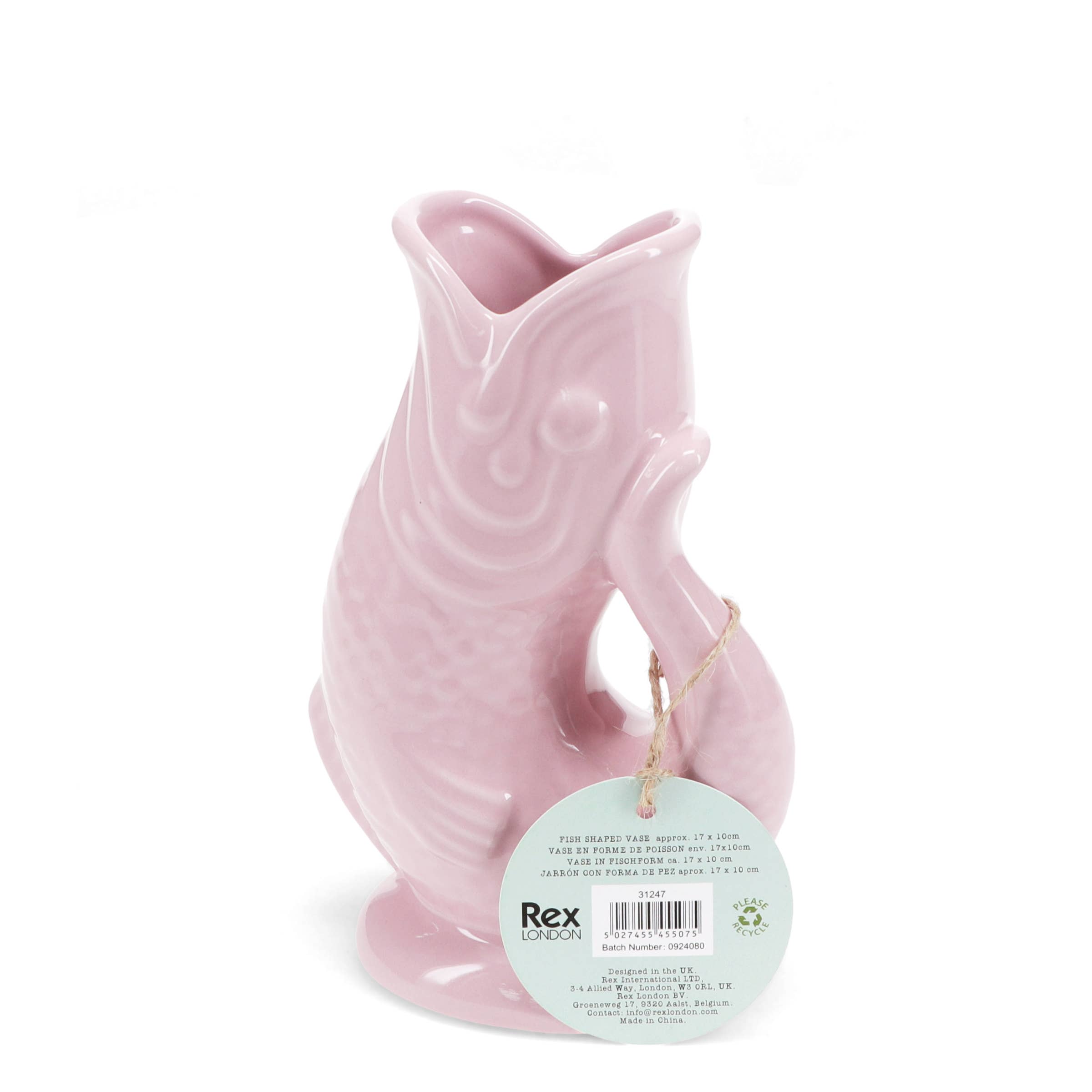 Rex B2B - UK - Wholesale Vase - Ceramic fish vase - Pink2