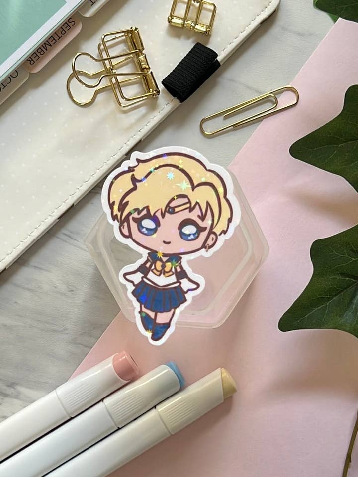 Hübscher Uranus Wächter Holografischer Glitzeraufkleber für den Großhandel von Peony Lee Art