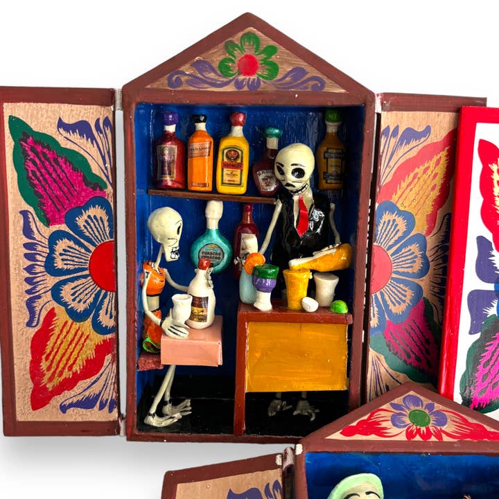 Zoe Artcrafts - Vendita all'ingrosso Statuette decorative - Decorazioni messicane Retablos del Giorno dei Morti - Statuette a forma di scheletro
