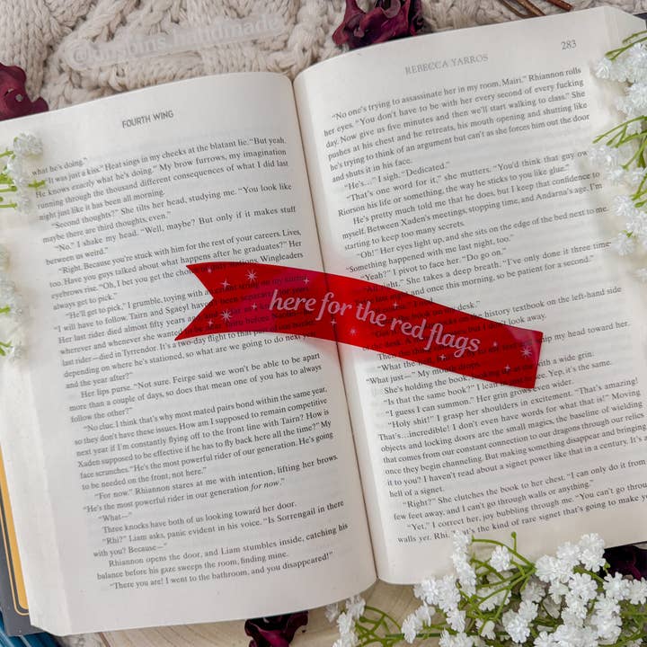 Between The Ink - Wholesale Bookmark - Here For The Red Flags - Red Acrylic Bookmark