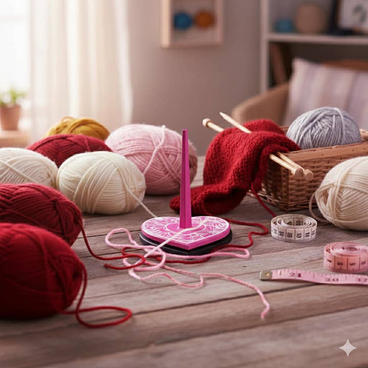 Lace-Overlay Heart Yarn Spinner for wholesale by Loops And Layers