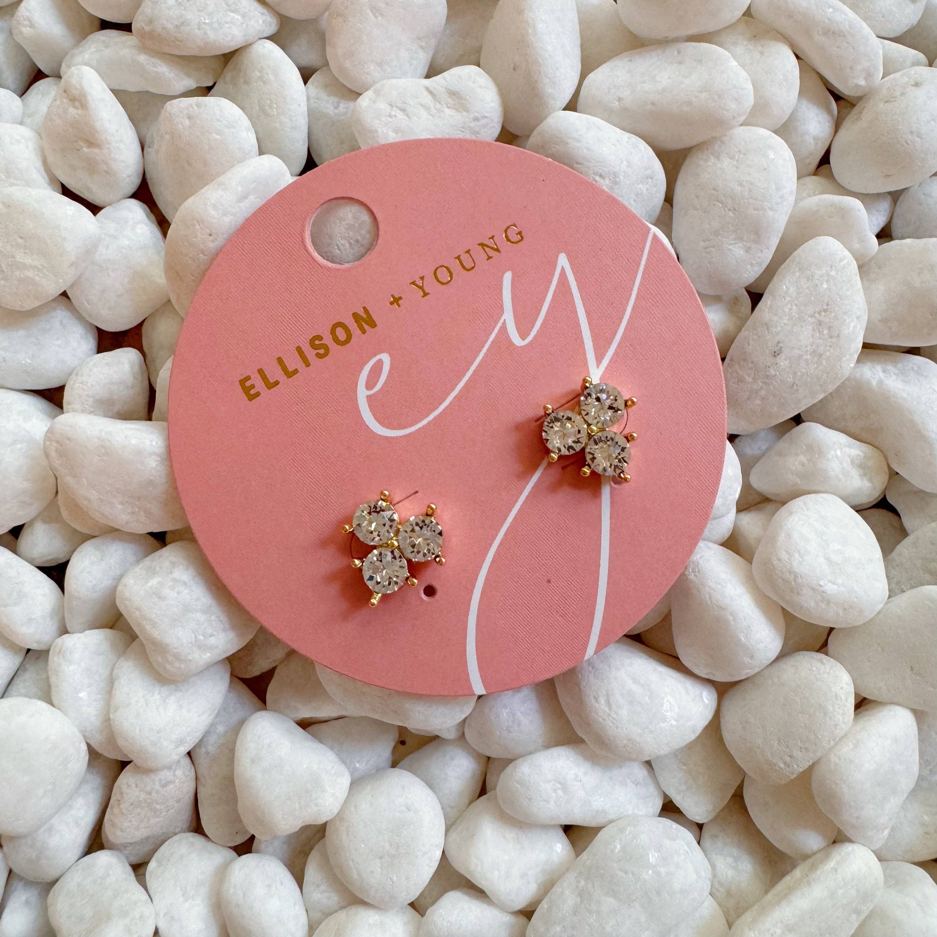 Ellison+Young - Wholesale Stud/Post Earrings - Faceted Trio Crystals Stud Earrings3