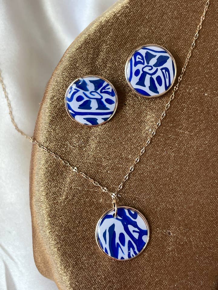Talavera Earring and Necklace Set for wholesale by Bezalel and Co