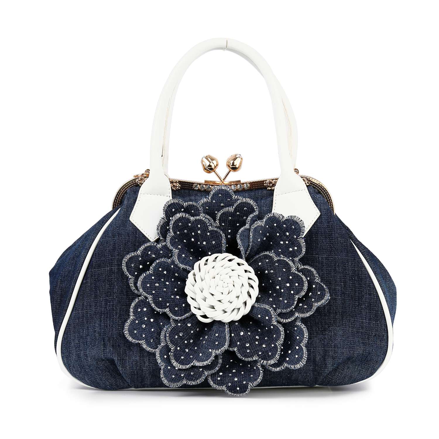 Handbag Express – Engroshandel Tote bag - Dame – Håndtaske med hævet blomsterdesign og metalramme9