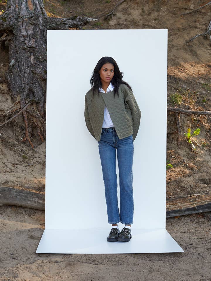 MagicLinen (We handle U.S. import procedures for you) - Vendita all'ingrosso Giacca - Donna - Giacca trapuntata in lino BOSA in verde scuro2