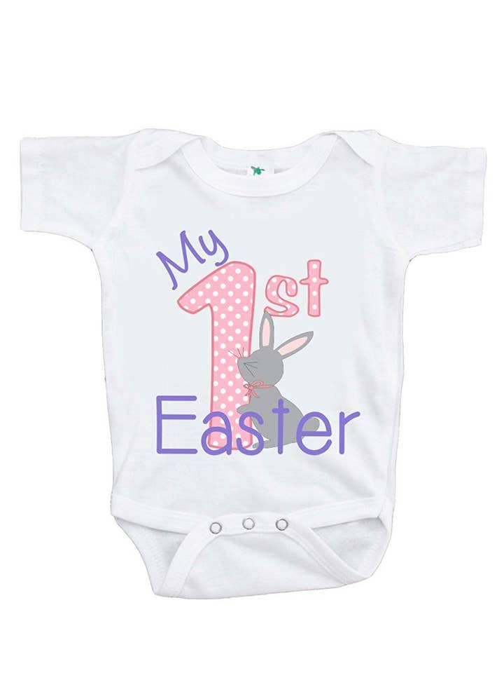 7 ate 9 Apparel Baby Girls' Novelty My 1st Easter Onepiece for wholesale by 7 ate 9 Apparel