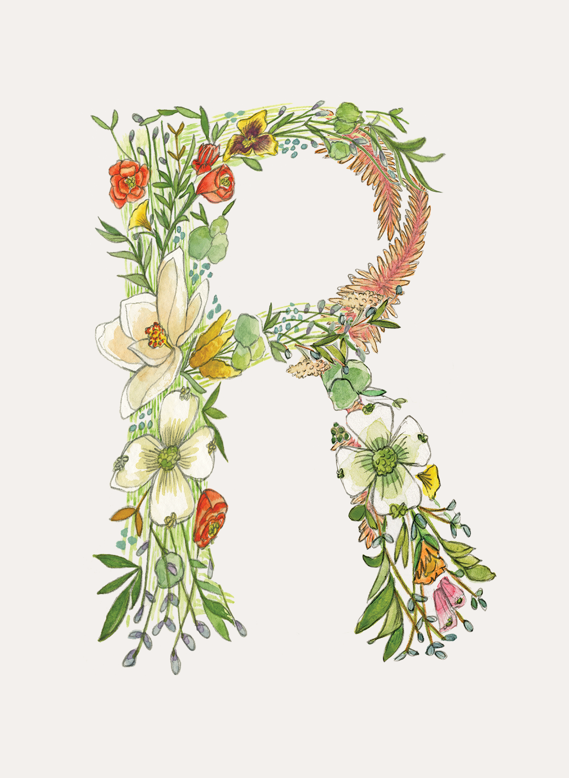 Hattie Darling - Wholesale Stationery/Notecard Set - Floral Monogram Stationery Set - 8 Folded Cards17