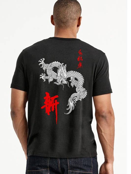 Camiseta asiática con forma de dragón y espalda para venta al por mayor de DOTCOM