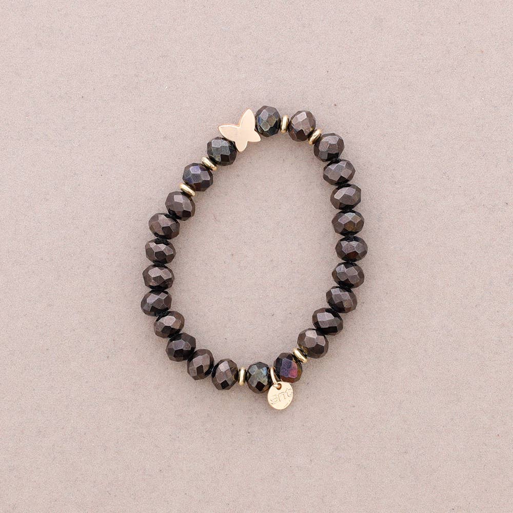 Sonata - Wholesale Beaded Bracelet - Elastic Bracelet with Faceted Crystal Butterfly Metal10