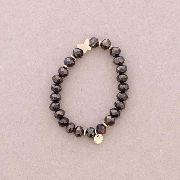 Sonata - Wholesale Beaded Bracelet - Elastic Bracelet with Faceted Crystal Butterfly Metal10