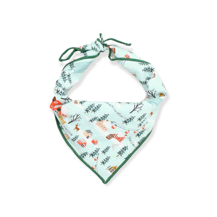 Dog Bandana, Pet Accessories, Holiday Village in Mint for wholesale by The Oxford Dog