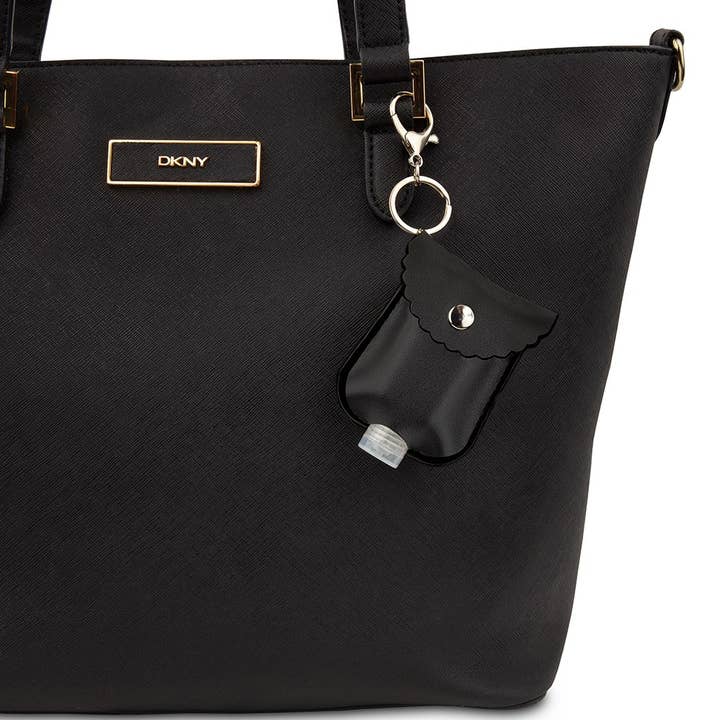 Weddingstar Inc. – wholesale Keychain – Women's – Faux Leather Hand Sanitizer Holder Keychain - Black3