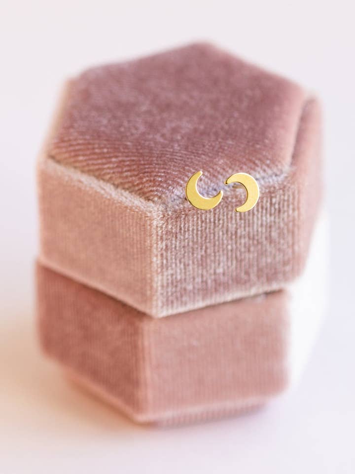 14K Gold Crescent Earrings for wholesale by Rachelyn Jewelry