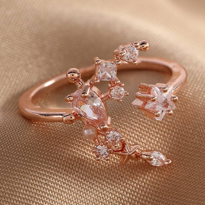 SAMPLE SALE R025 Moon star Ring, celestial ring, stone ring for wholesale by Melange Blanc