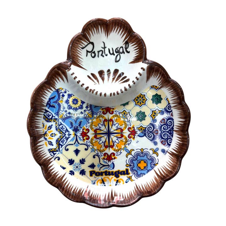 Grande piatto/vassoio in ceramica portoghese dipinto a mano - Piatto/vassoio in ceramica per antipasti, olive, salse e insalata 7,2 x 6,1 per la vendita all'ingrosso da parte di Vintage Dreamz