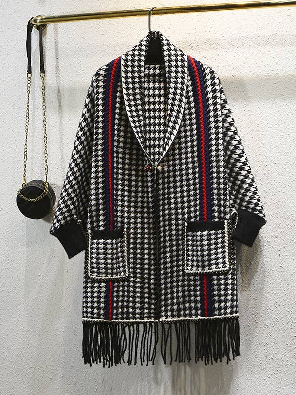 Poncho van imitatie mink met pied-de-poule voor wholesale door Ole