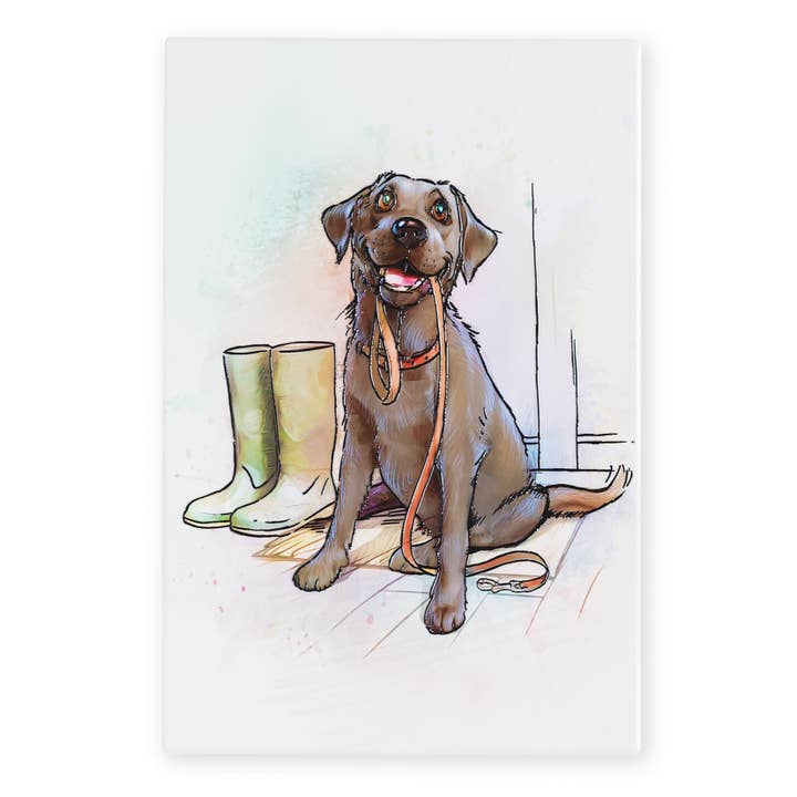 Black Labrador Ceramic Tile Picture Wall Art 30 x 20cm for wholesale by Art of Arora