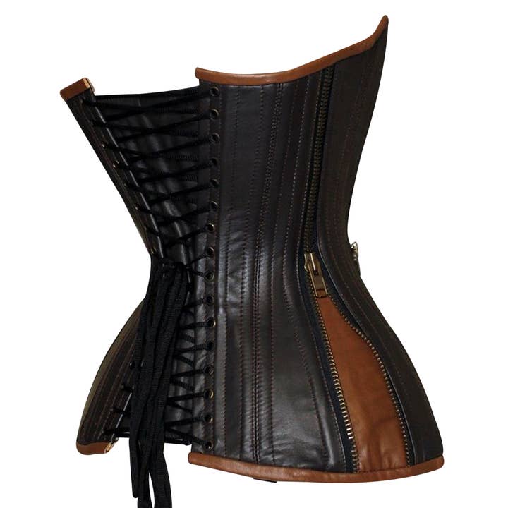 Brown Custom Leather Steampunk Corset -Personalized Fit & Design, for wholesale on Faire2