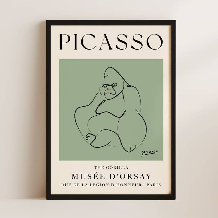 Picasso The Gorilla Art Wall Art Print In Green for wholesale by Alluvion