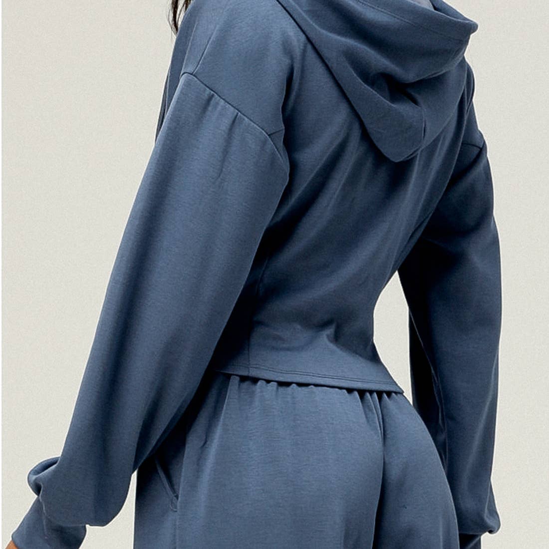 Sodalemon - Wholesale Activewear Set - Women's - 2pcs Zipper Hooded Jacket Drawstring Pants Sport Set6