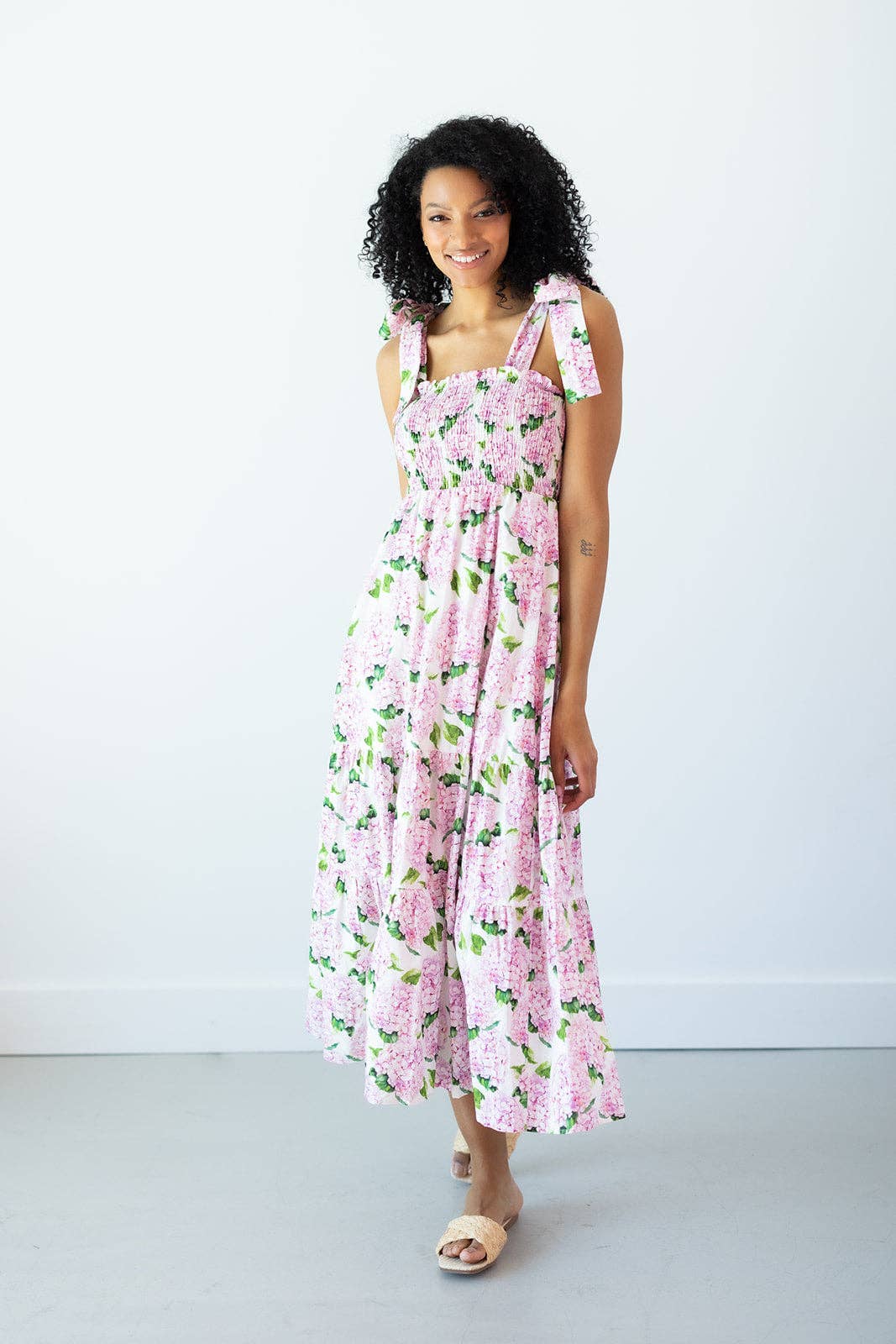 Kathleen Maeve - Wholesale Dress - Women's - Emma Bow Maxi Dress | Pink Hydrangeas13