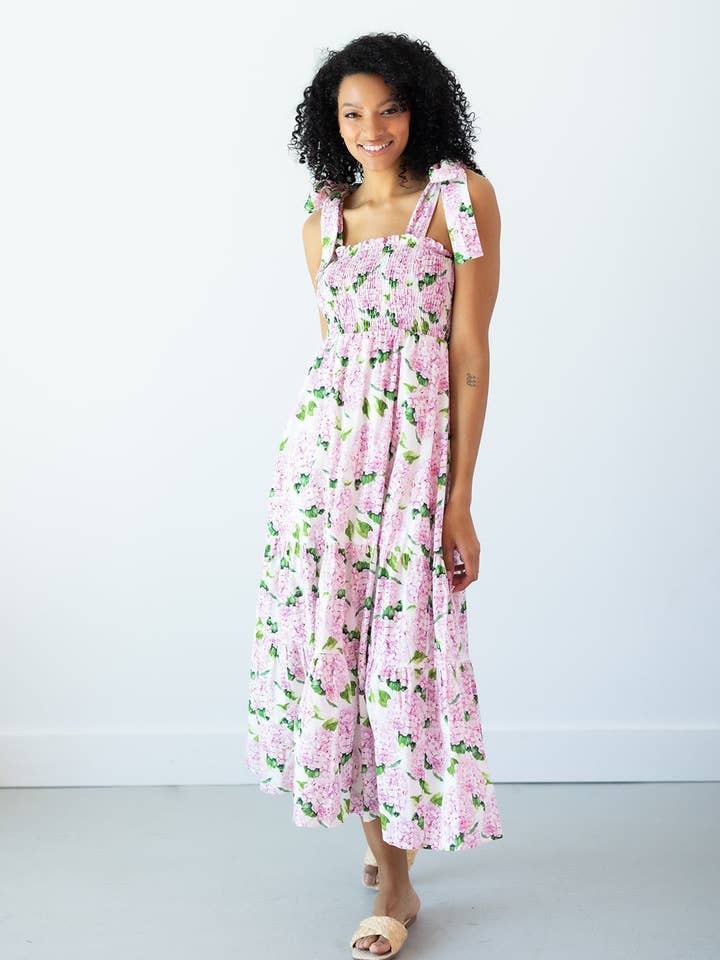 Kathleen Maeve - Wholesale Dress - Women's - Emma Bow Maxi Dress | Pink Hydrangeas13
