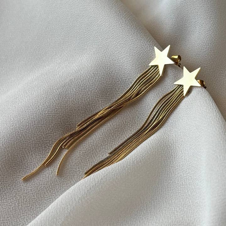 FALLING STAR - Gold-plated steel earrings for wholesale by DUESTELLE ITALIA