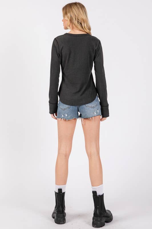 Final Touch - Wholesale Knit Top - Women's - Brushed Ribbed Fitted Long Sleeve Top - NT312806