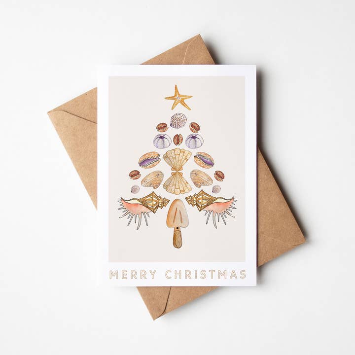 SHELL CHRISTMAS TREE _ Kerstkaart (Preorder) voor wholesale door Harvey Walker Studio