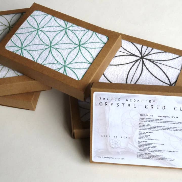 Crystal Grids - Wholesale Meditation Supplies - Set of 6 Crystal Grid Cloth Sacred Geometry Designs4
