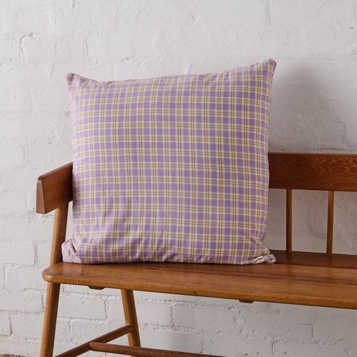 JADE AND MAY – wholesale Throw pillow cover – European Pillowcase in Purple & Yellow Tartan
