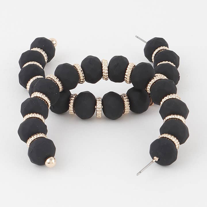 Brincos de argola com contas de cristal por atacado de 3AM BY H&D ACCESSORIES