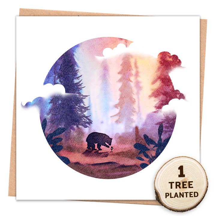 Forest Card + Plantable Flower Seed Eco Gift. Wandering Bear for wholesale by 1 Tree Cards
