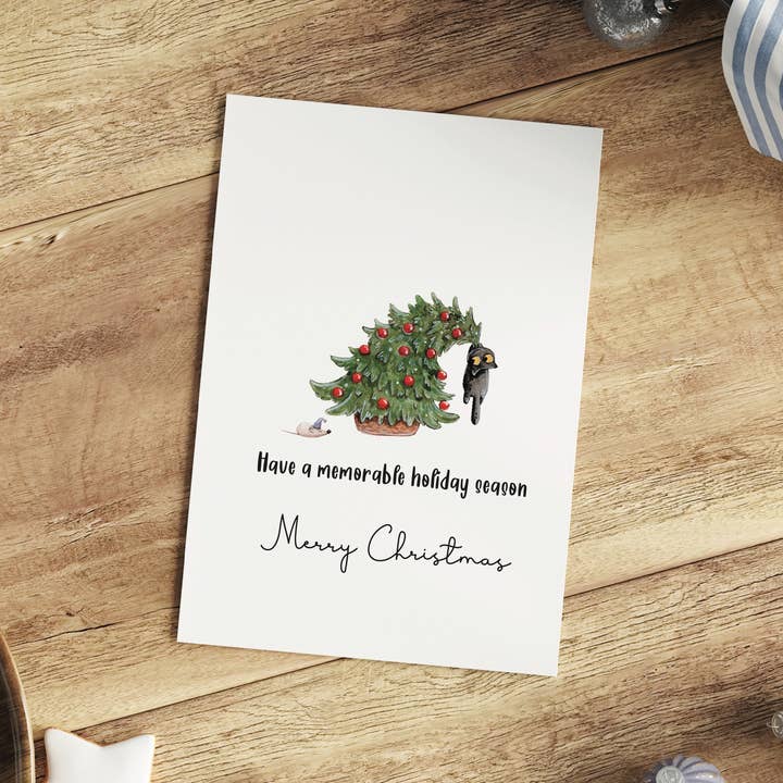 Cat Holiday Card - Memorable Holiday for wholesale by paper + petals