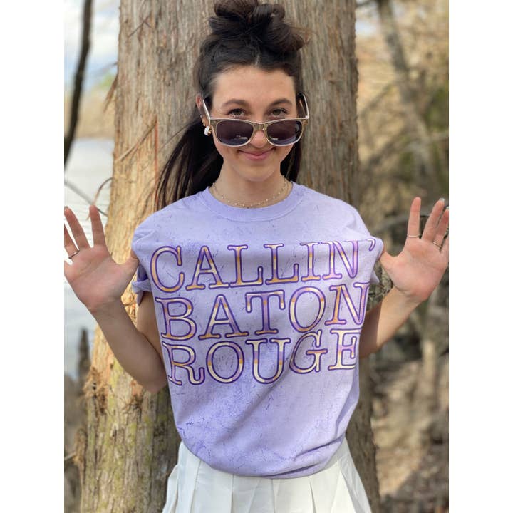 Plaid Callin' Baton Rouge Graphic Tee for wholesale by Pink House On River Road