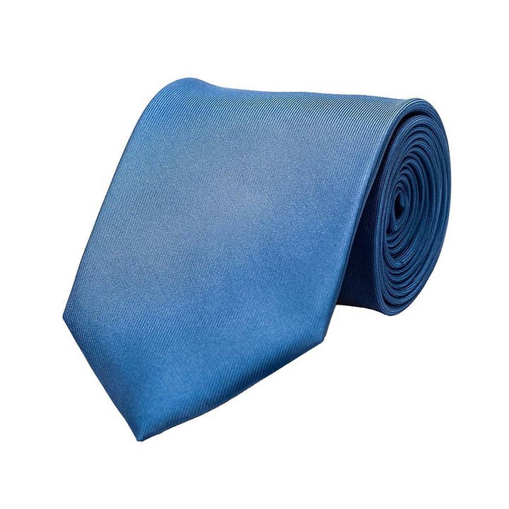 RUMI - Wholesale Necktie - Men's - Handmade Luxury Plain Silk Tie - Kent Blue1
